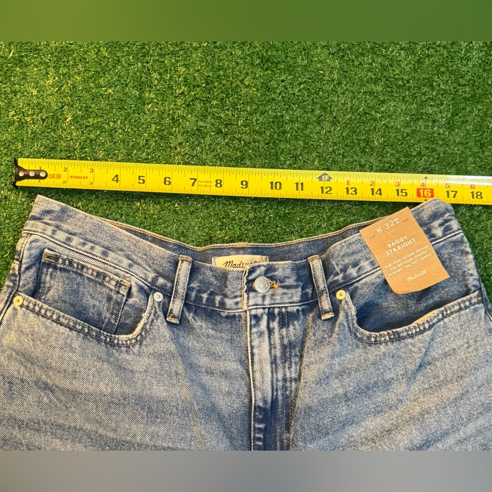 Madewell Womens Baggy Straight Jeans Blue Wash Denim Size 32 T - Picture 13 of 14